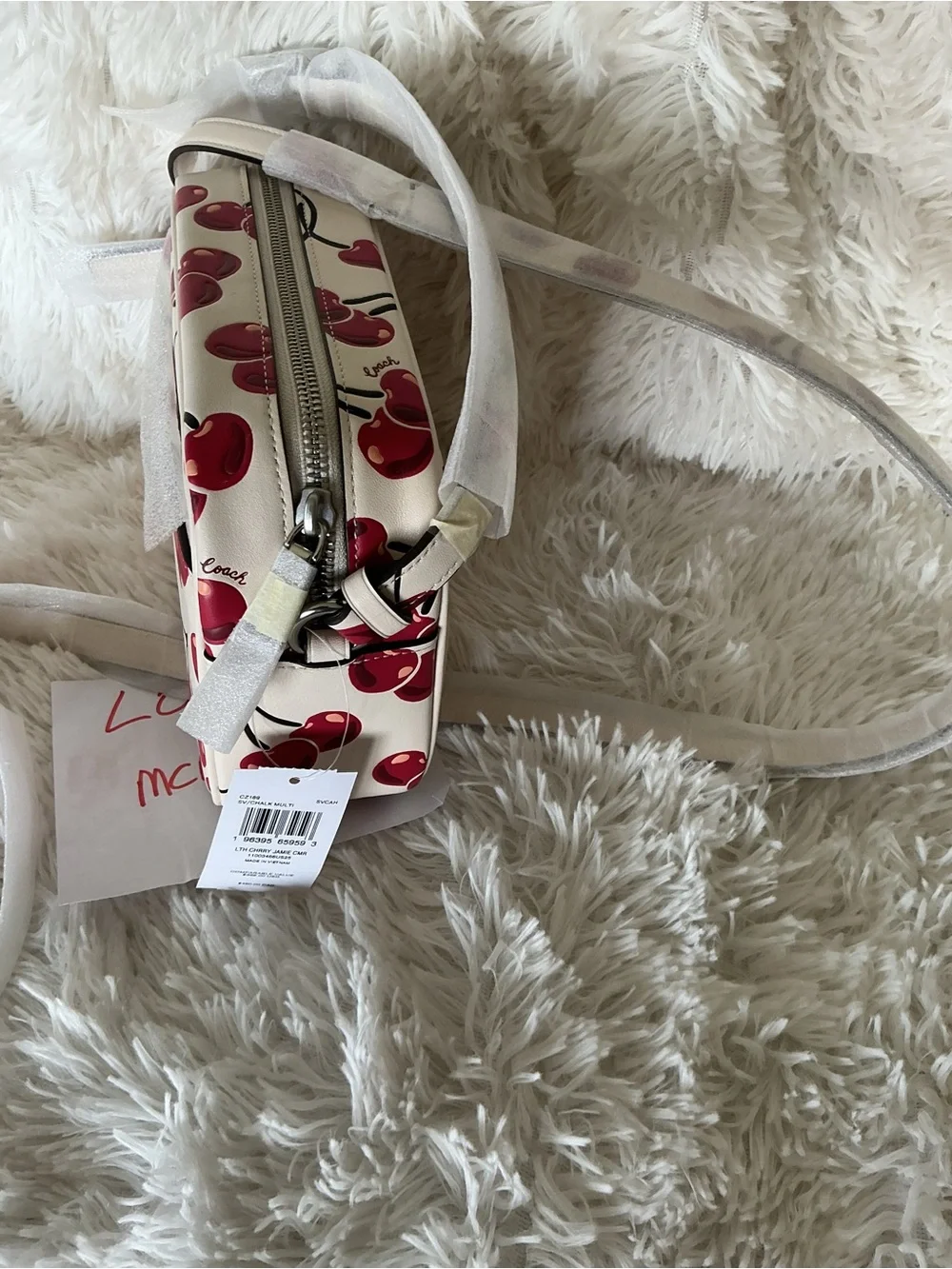 Coach Cherry Print Camera Crossbody Bag in White